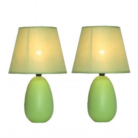 STAR BRITE Simple Designs Mini Egg Oval Ceramic Table Lamp 2 Pack Set; Green ST163524